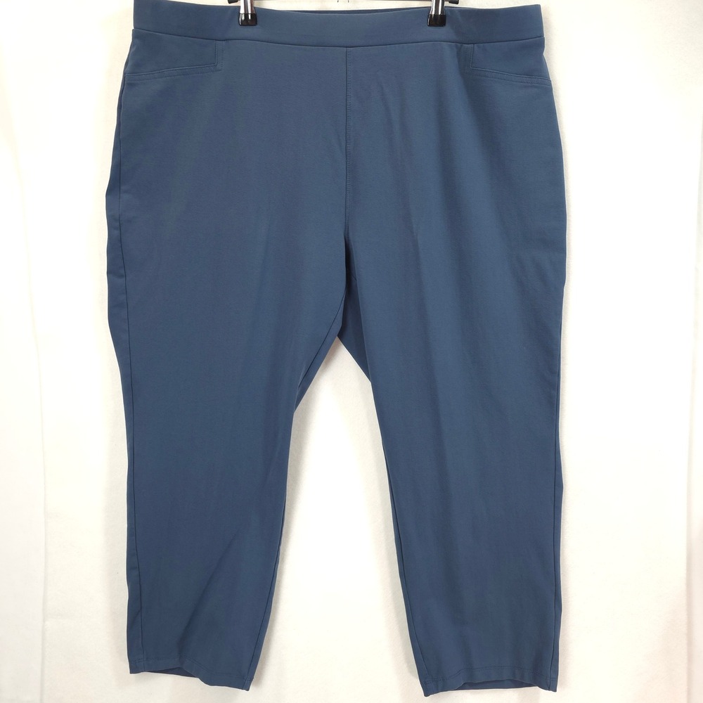 Susan Graver Weekend Crop Pants Pull On Blue Women 2XP Casual Chic Office Travel - Picture 1 of 7